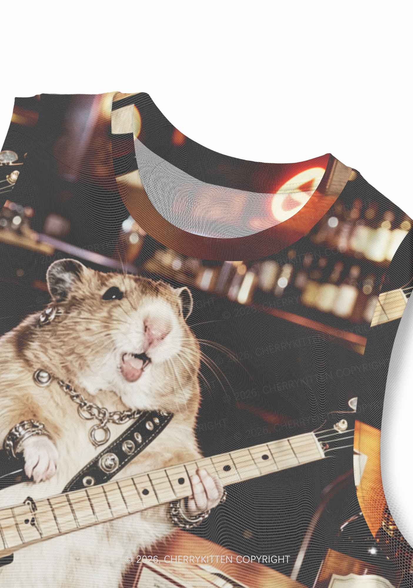Hamster Bassist Techno Y2K Mesh Muscle Tank Cherrykitten