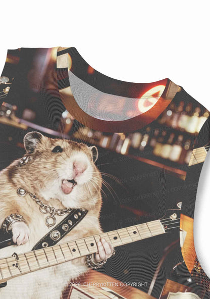Hamster Bassist Techno Y2K Mesh Muscle Tank Cherrykitten