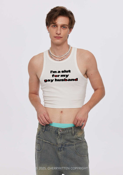 Slxt For Gay Husband Pride Y2K Crop Tank Top Cherrykitten
