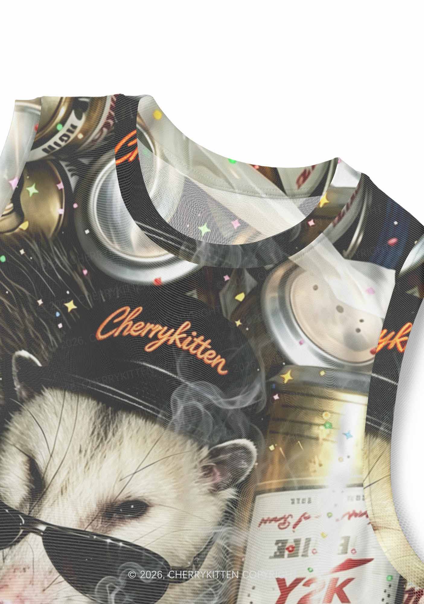 Smoking Opossum Y2K Mesh Muscle Tank Cherrykitten