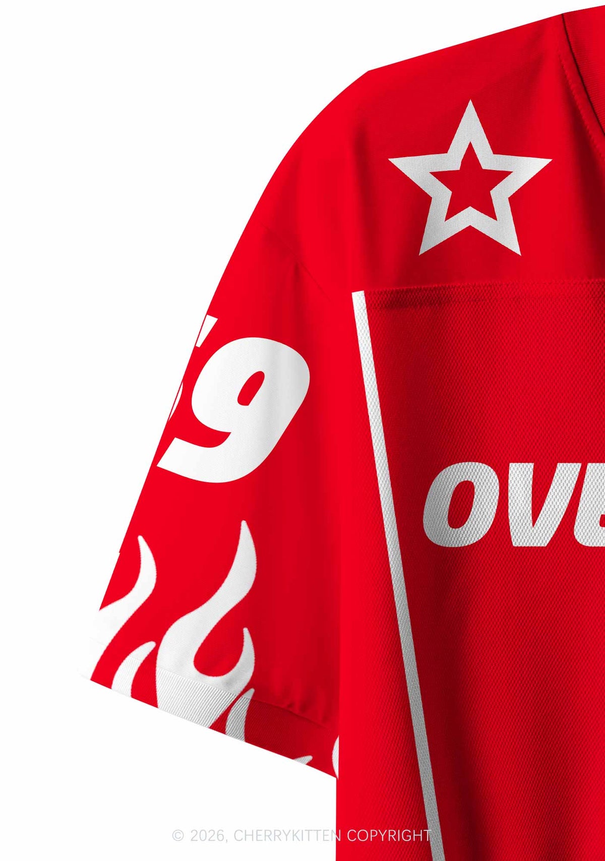Red Flame Overstimulated Y2K Crop Sport Jersey Shirts Cherrykitten