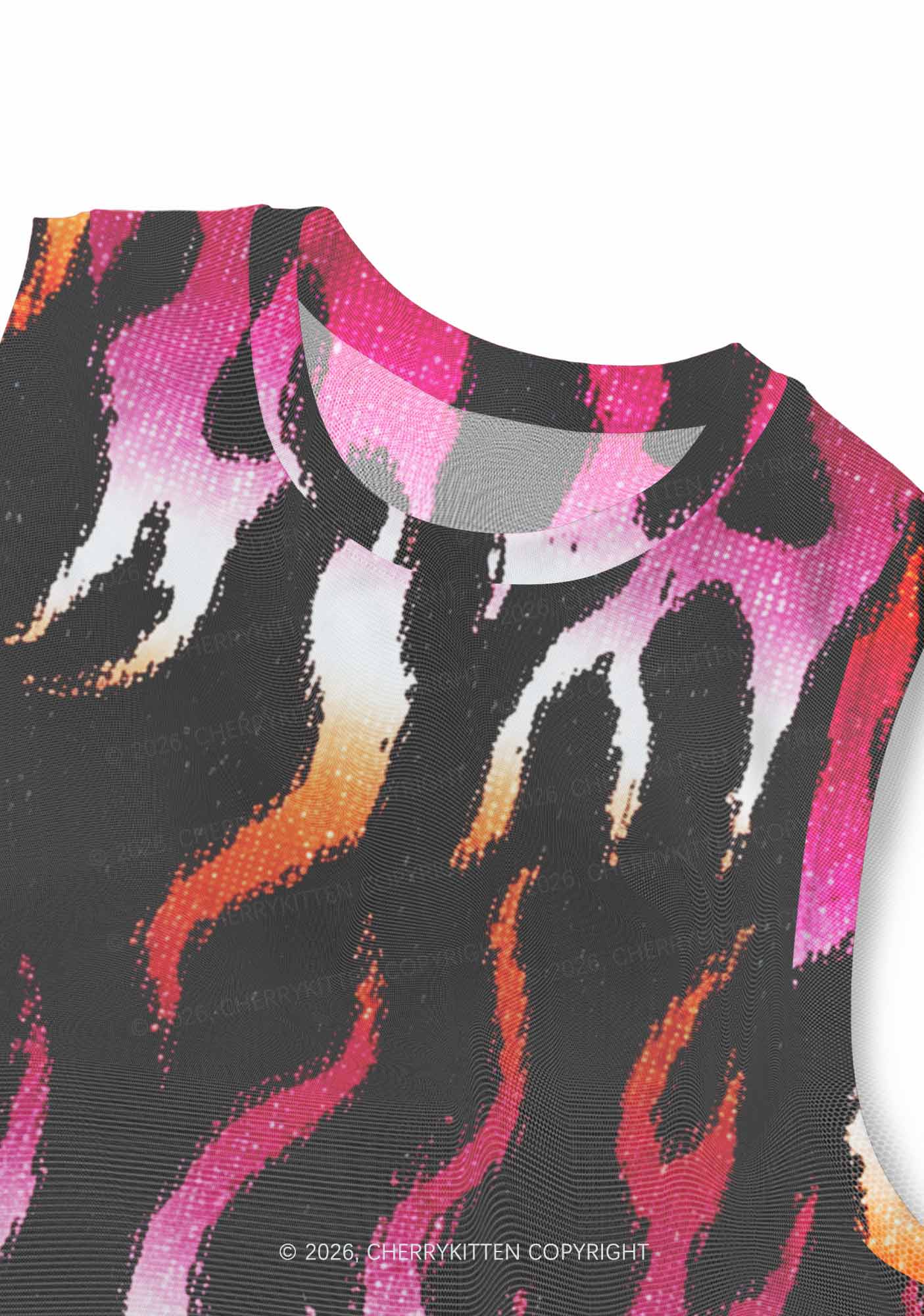 Lesbian Flame Pride Y2K Mesh Muscle Tank Cherrykitten