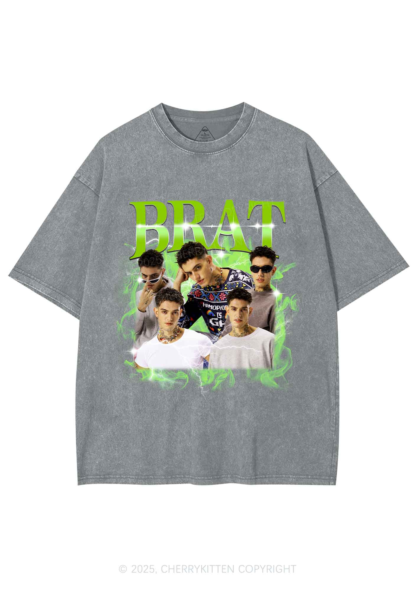 Custom Brat Portrait Y2K Shirts Washed Tee Cherrykitten