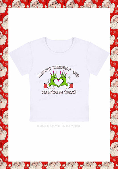 Custom Most Likely Queen Heart Christmas Y2K Baby Tee Cherrykitten