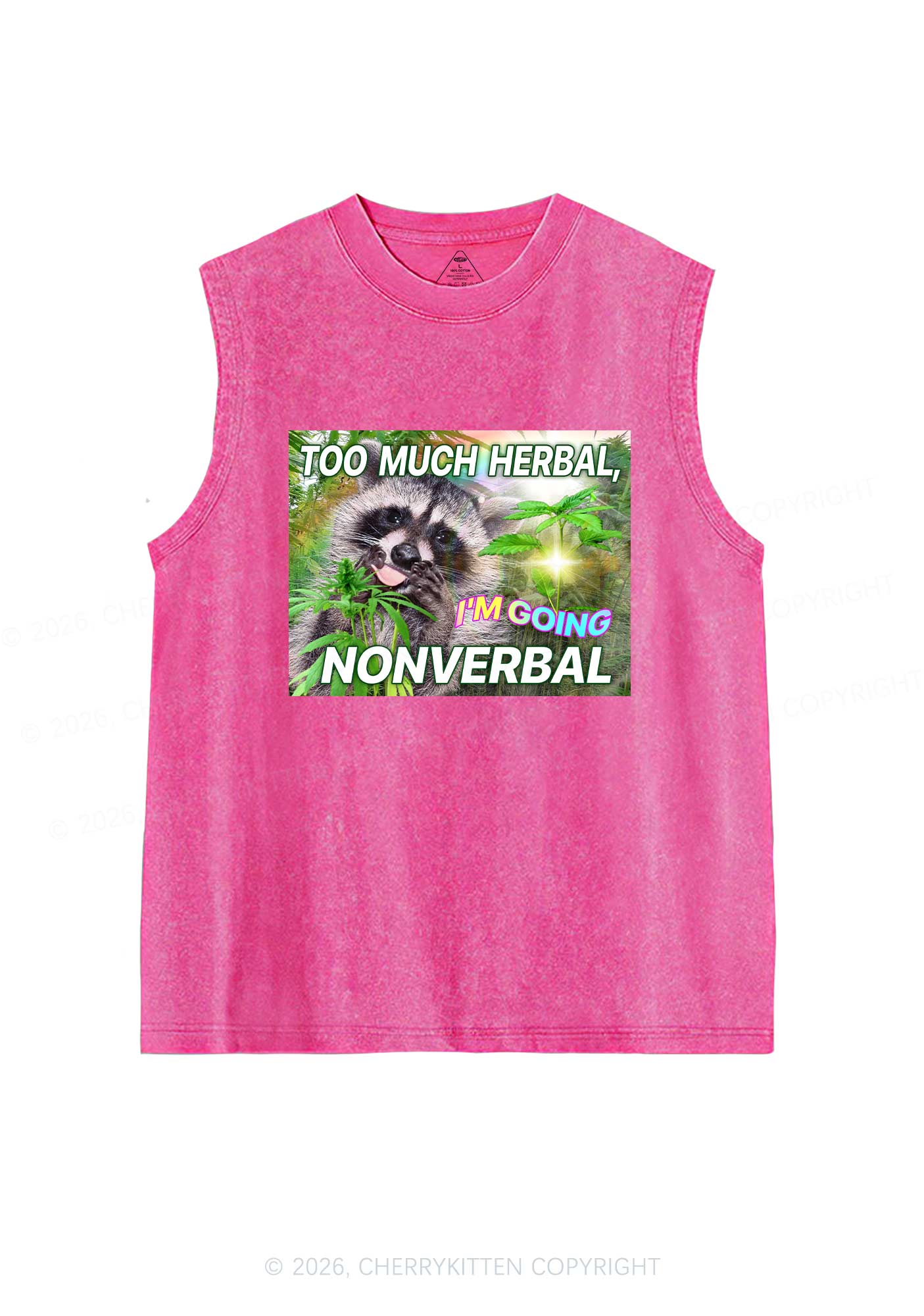 Im Going Nonverbal Y2K Washed Muscle Tank Cherrykitten