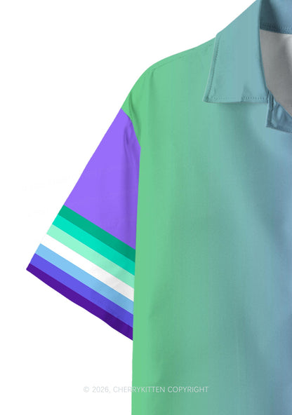 Faggot Gay Flag Gradient Pride Y2K Print Hawaiian Shirt Cherrykitten