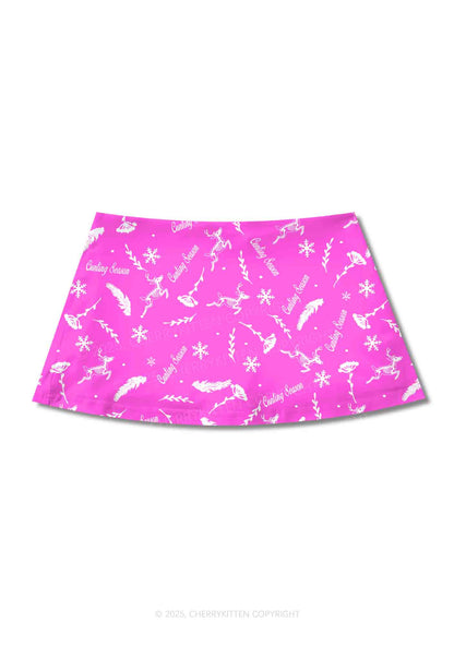 Christmas Cunting Season Y2K Print Mini Skirt Cherrykitten
