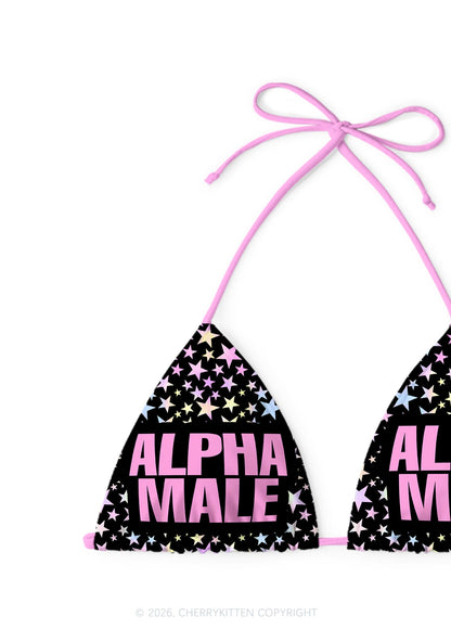 Black Alpha Male Y2K Print Bikini Set Cherrykitten