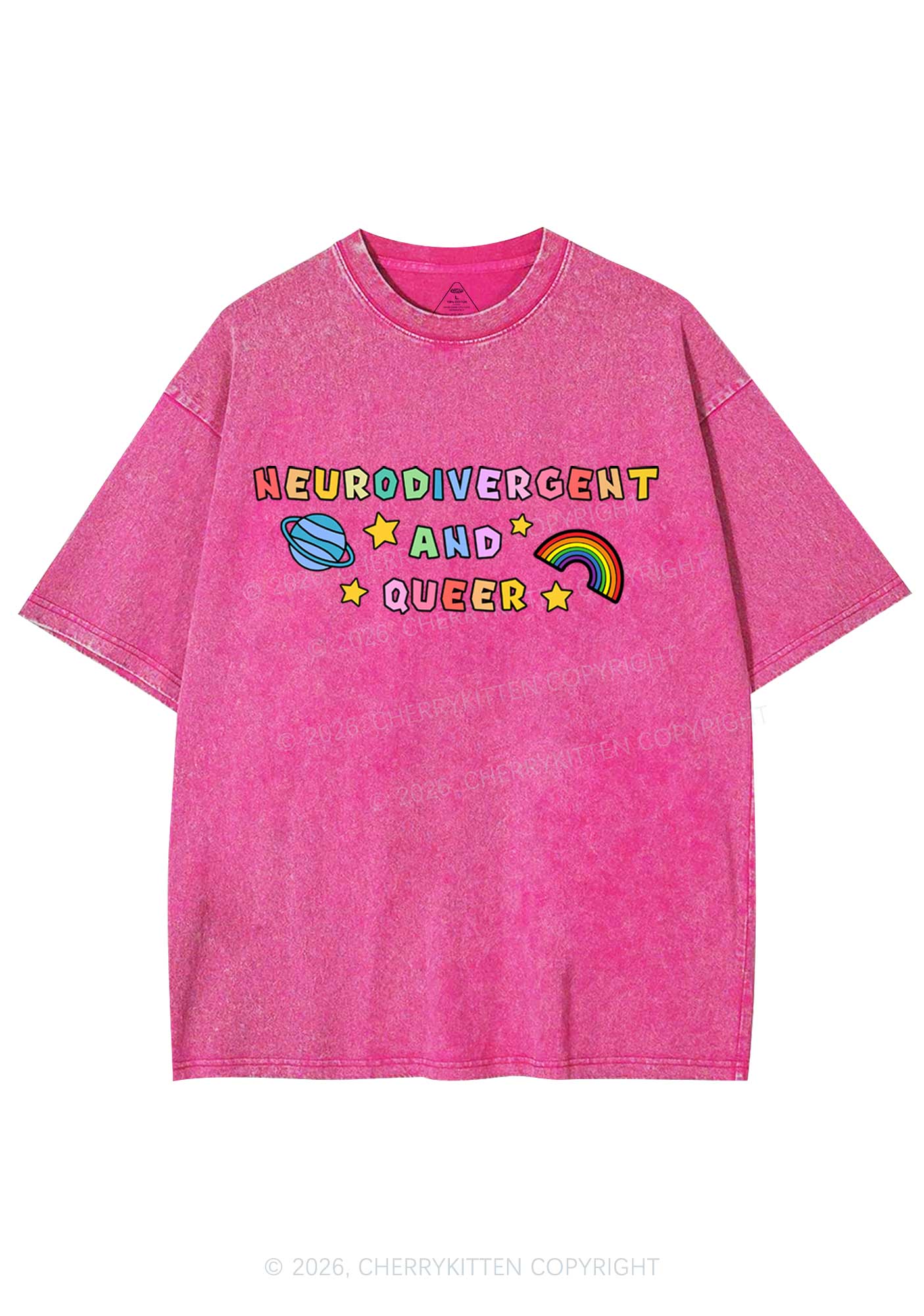 Neurodivergent And Queer Y2K Shirts Washed Tee Cherrykitten