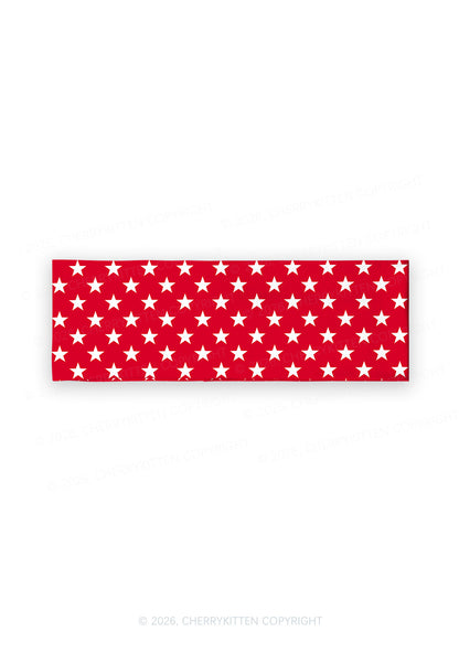 White Star On Red Y2K Print Headband Cherrykitten