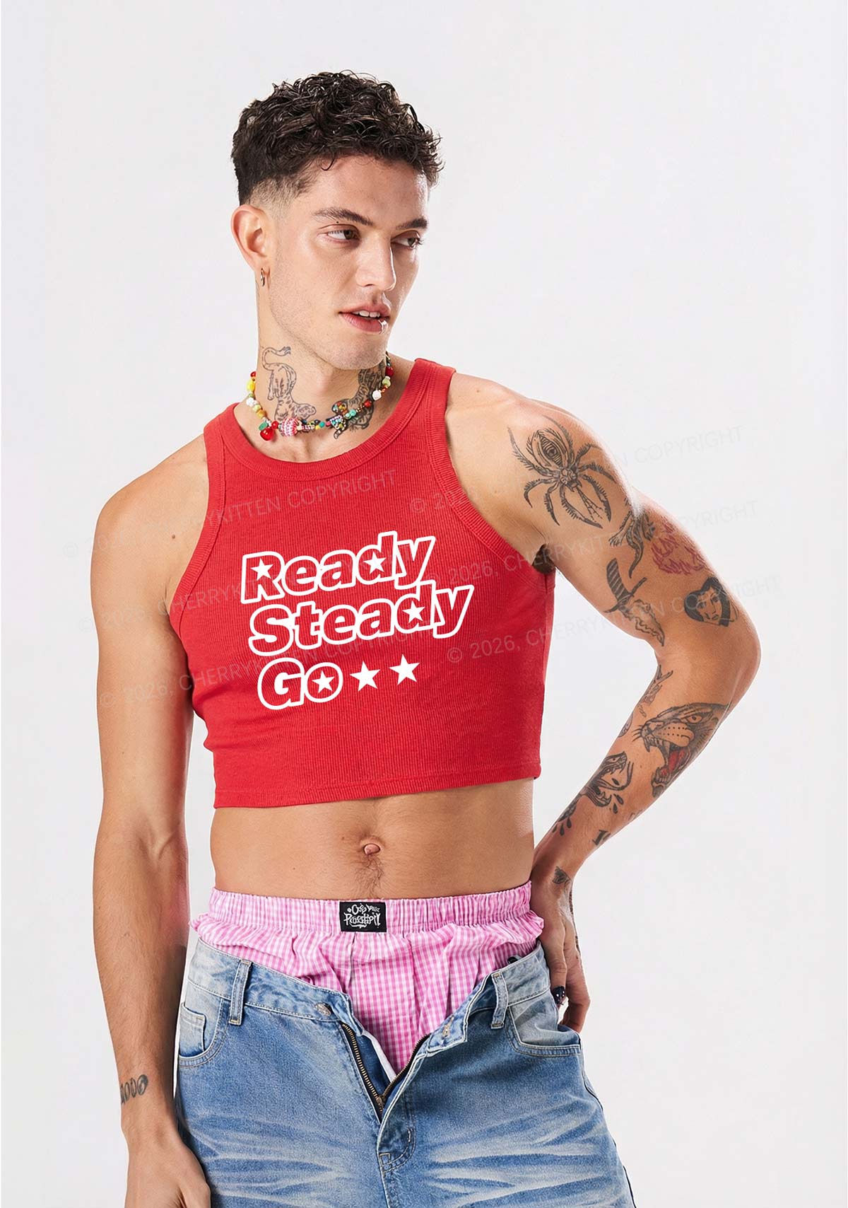 Ready Steady Go Y2K Crop Tank Top Cherrykitten