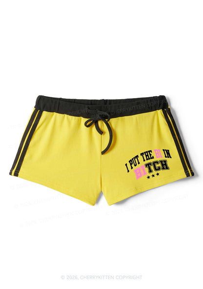 I Put The Bi In Bxxch Pride Y2K Drawstring Mini Shorts Cherrykitten