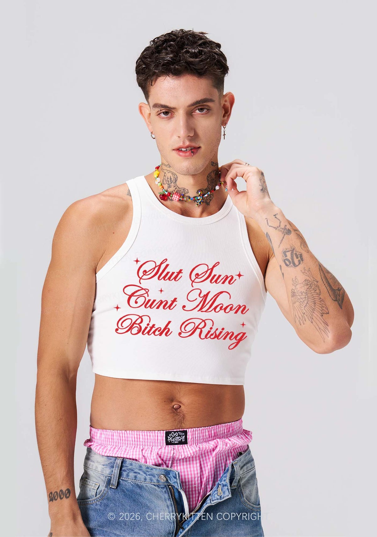 Slxt Sun Cxxt Moon Bxtch Rising Y2K Crop Tank Top Cherrykitten