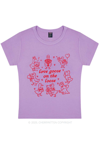 Love Goose On The Loose Valentine's Day Y2K Baby Tee Cherrykitten