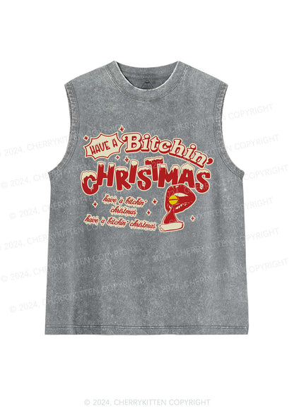 Christmas Red Lips Y2K Washed Tank Cherrykitten