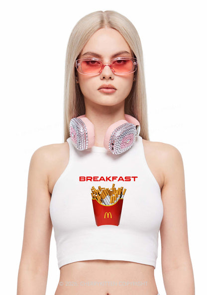 Breakfast Cigarette Y2K Crop Tank Top Cherrykitten