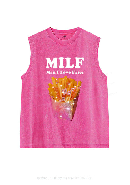 Man I Love Fries Y2K Washed Muscle Tank Cherrykitten