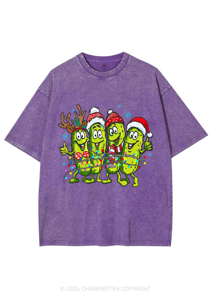 Christmas Cheerful Pickles Y2K Shirts Washed Tee Cherrykitten