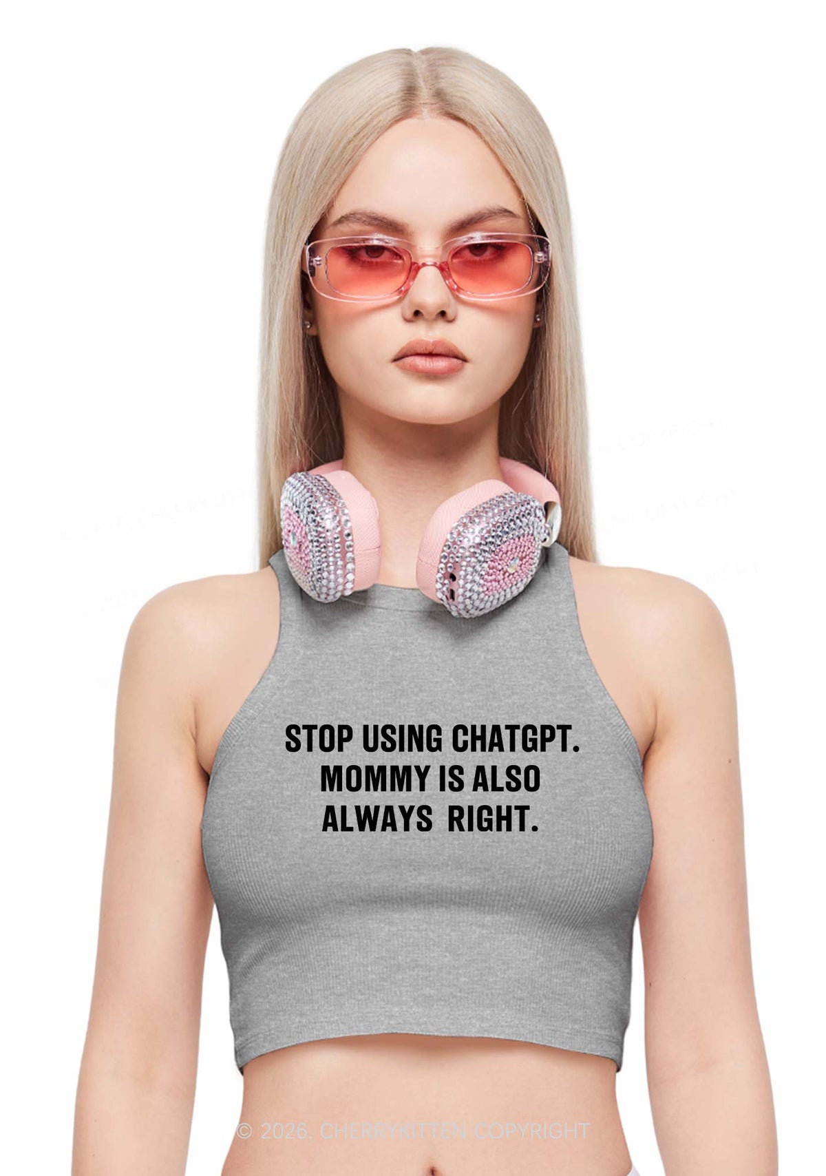Mommy Also Always Right Y2K Crop Tank Top Cherrykitten