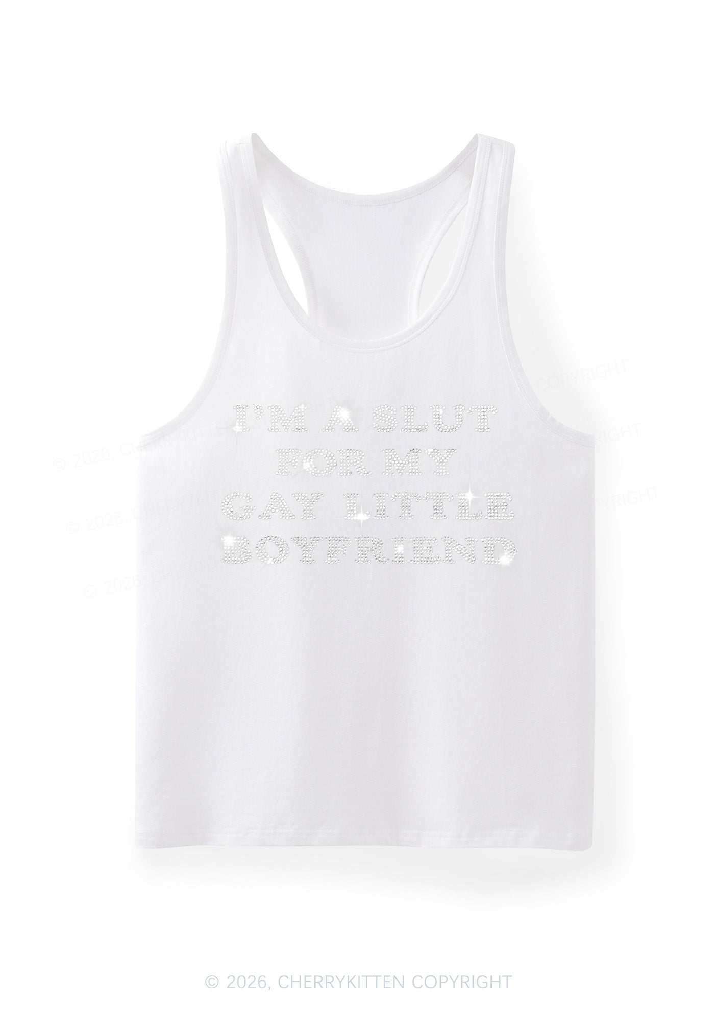 Rhinestone Slxt For My Gay BF Pride Y2K Men Racerback Tank Top Cherrykitten