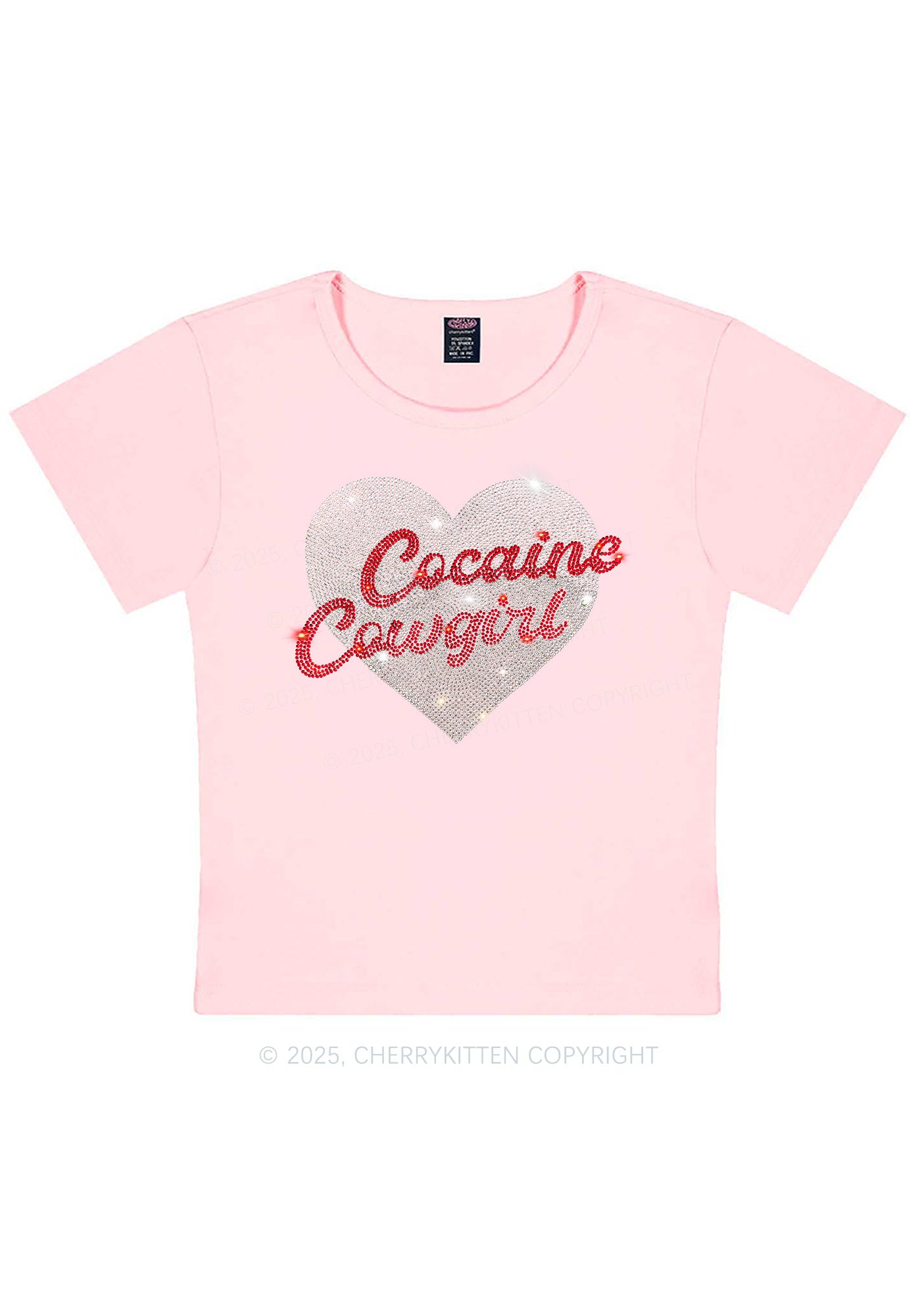 Rhinestone Cola Cowgirl Y2K Baby Tee Cherrykitten