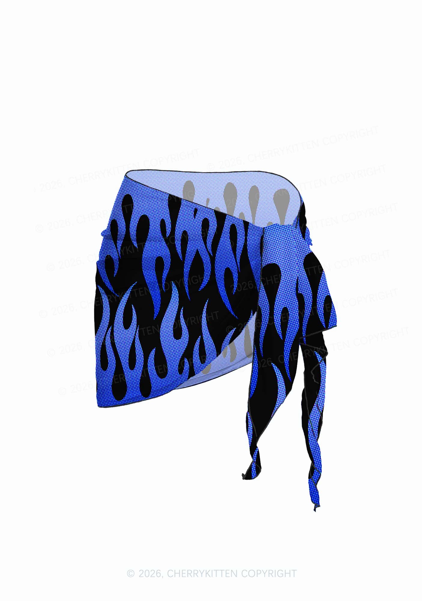 Royal Blue Flame Y2K Print Bikini Set Cherrykitten