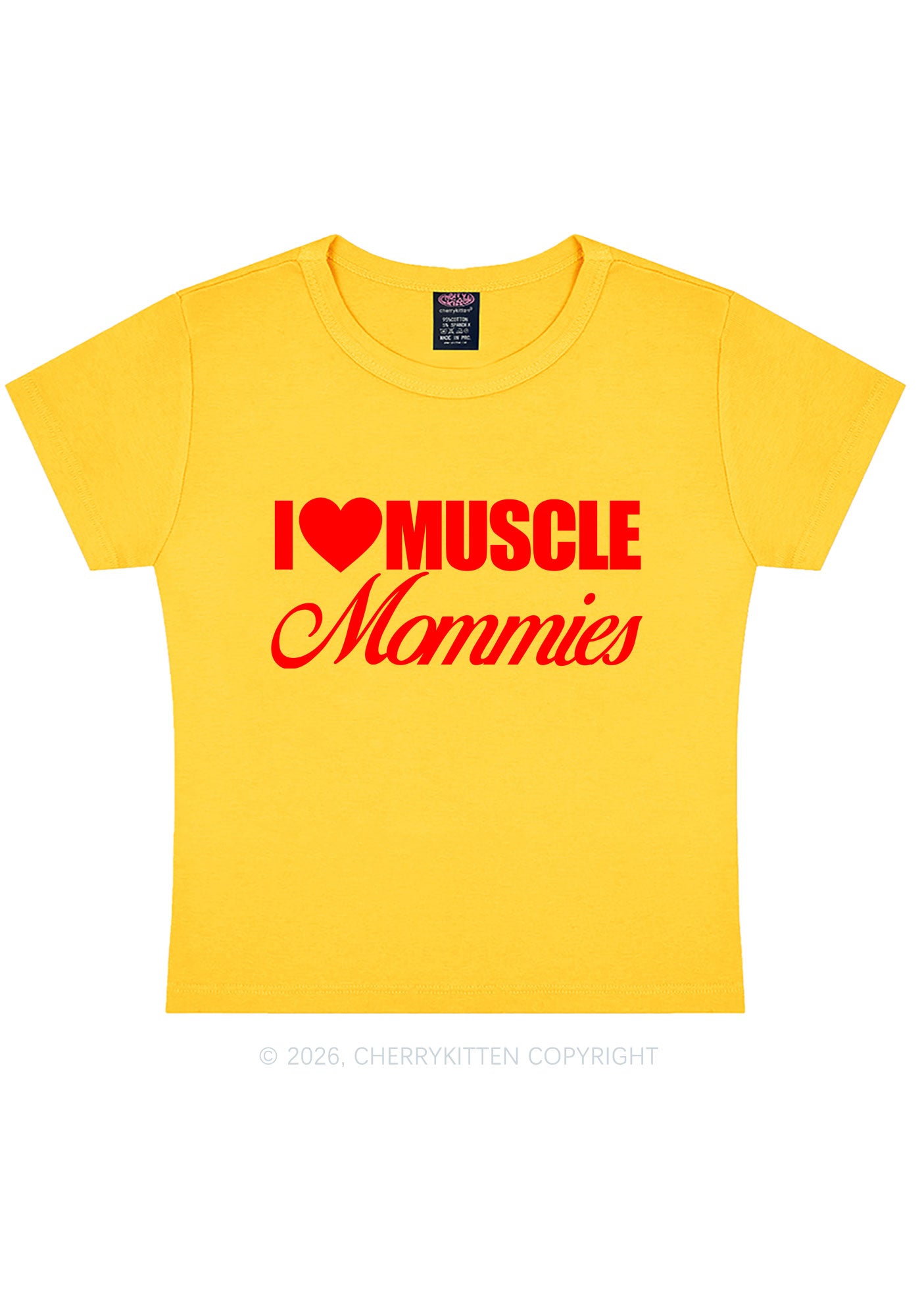 I Love Muscle Mommies Y2K Baby Tee Cherrykitten