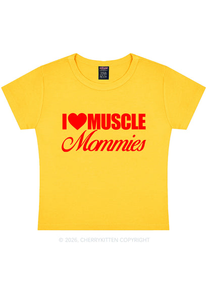 I Love Muscle Mommies Y2K Baby Tee Cherrykitten