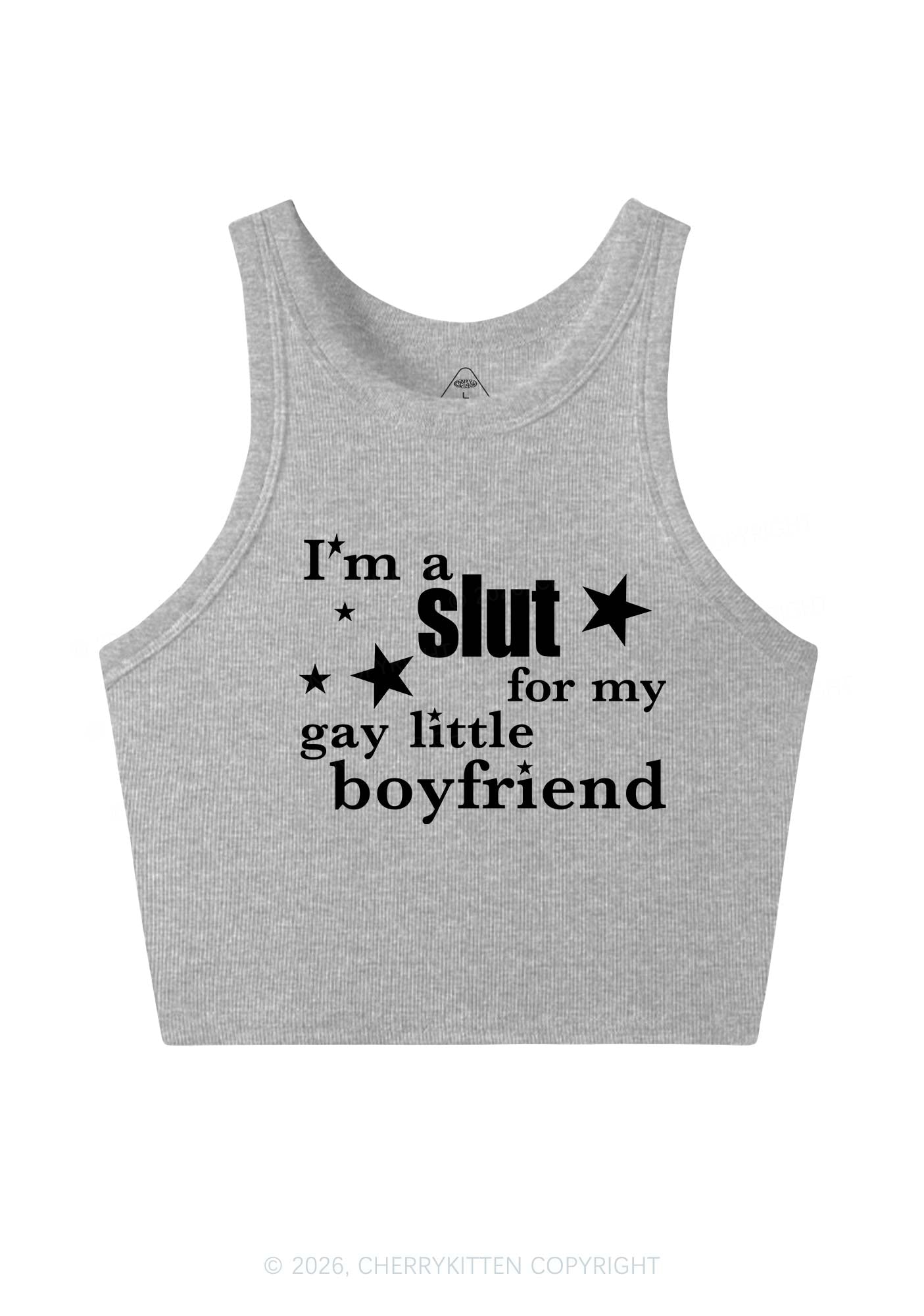 Slxt For My Gay Little BF Pride Y2K Crop Tank Top Cherrykitten