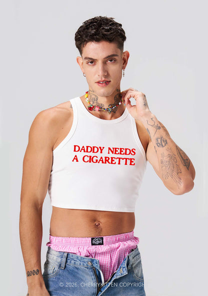 Daddy Needs A Cigarette Y2K Crop Tank Top Cherrykitten