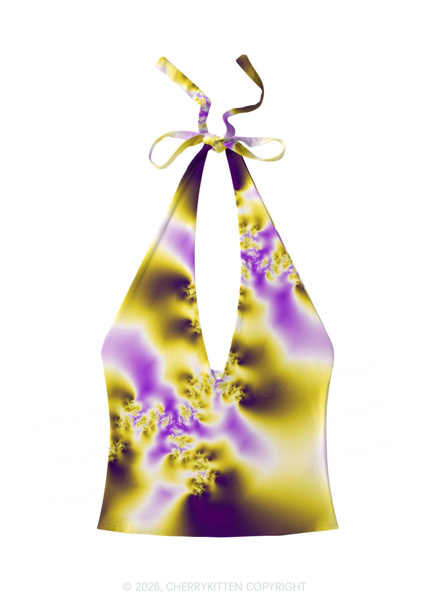 Nonbinary Thermal Pride Y2K Print Halter Deep V Neck Cami Cherrykitten