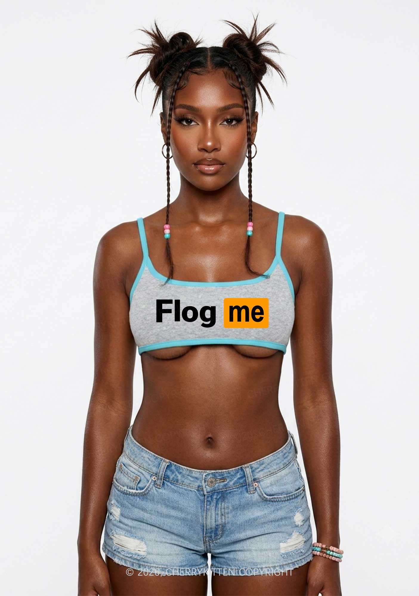Flog Me Y2K Super Crop Cami Cherrykitten