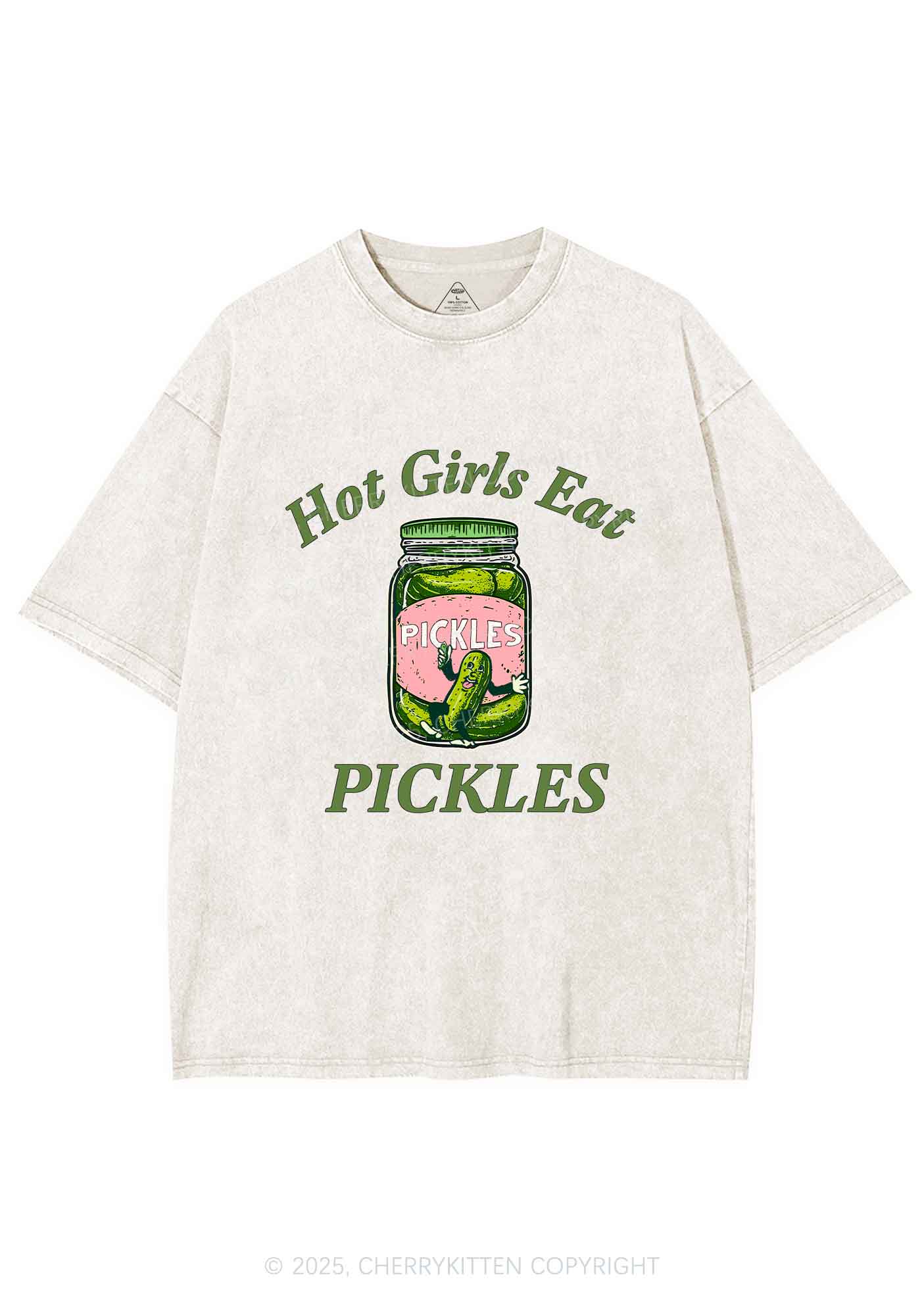 Hot Girls Eat Pickles Y2K Shirts Washed Tee Cherrykitten