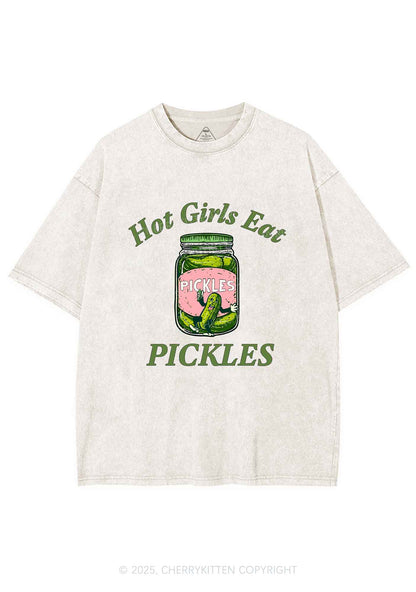 Hot Girls Eat Pickles Y2K Shirts Washed Tee Cherrykitten