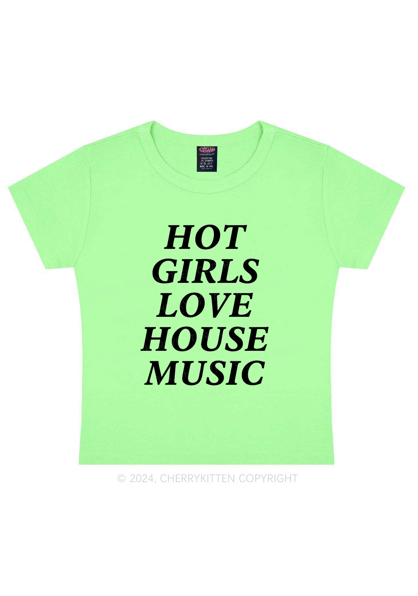 Girls Love House Music Y2K Baby Tee Cherrykitten