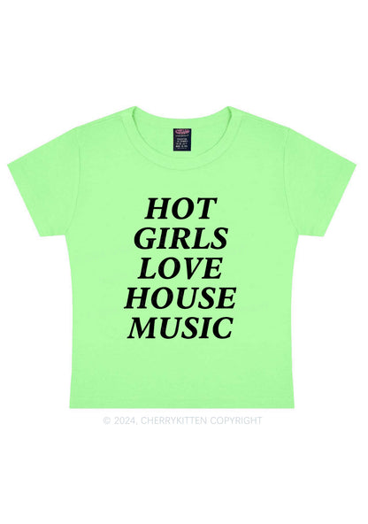 Girls Love House Music Y2K Baby Tee Cherrykitten