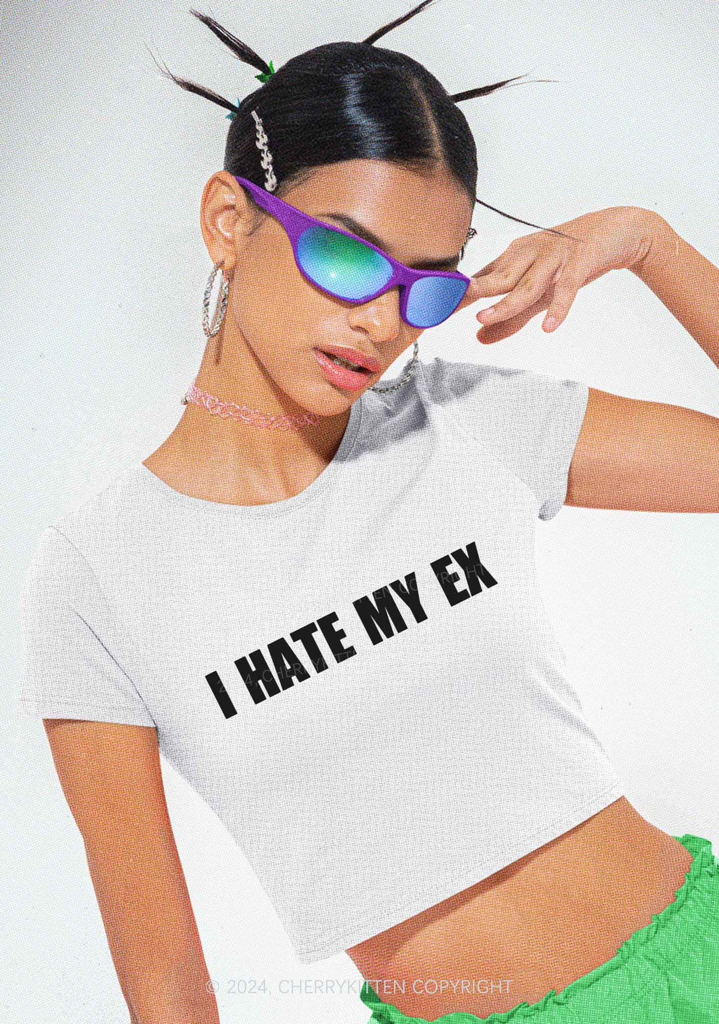 I Hate My EX Y2K Baby Tee Cherrykitten