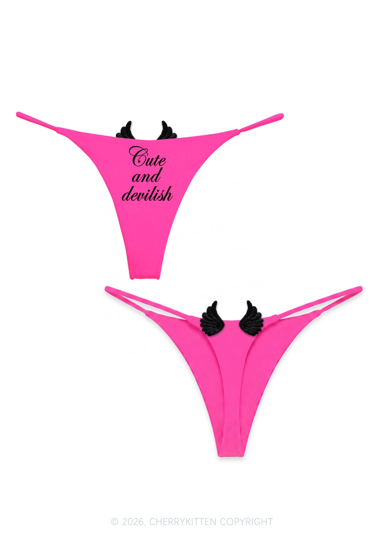 Halloween Cute And Devilish Y2K Goth Angel Wings Bikini String Thong Cherrykitten