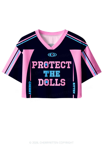 Black Protect The Dolls Pride Y2K Crop Sport Jersey Shirts Cherrykitten