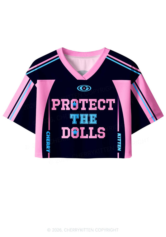 Black Protect The Dolls Pride Y2K Crop Sport Jersey Shirts Cherrykitten
