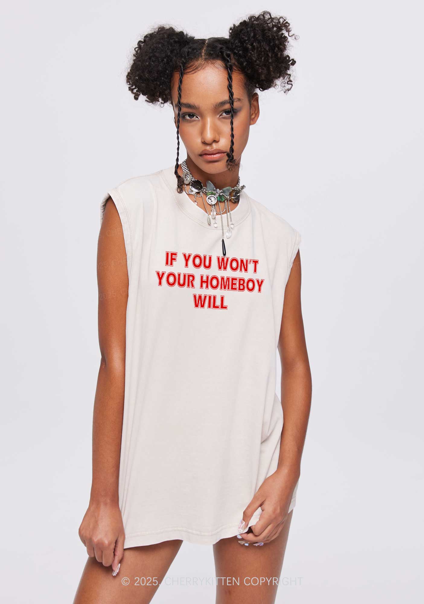 Your Homeboy Will Y2K Washed Tank Cherrykitten