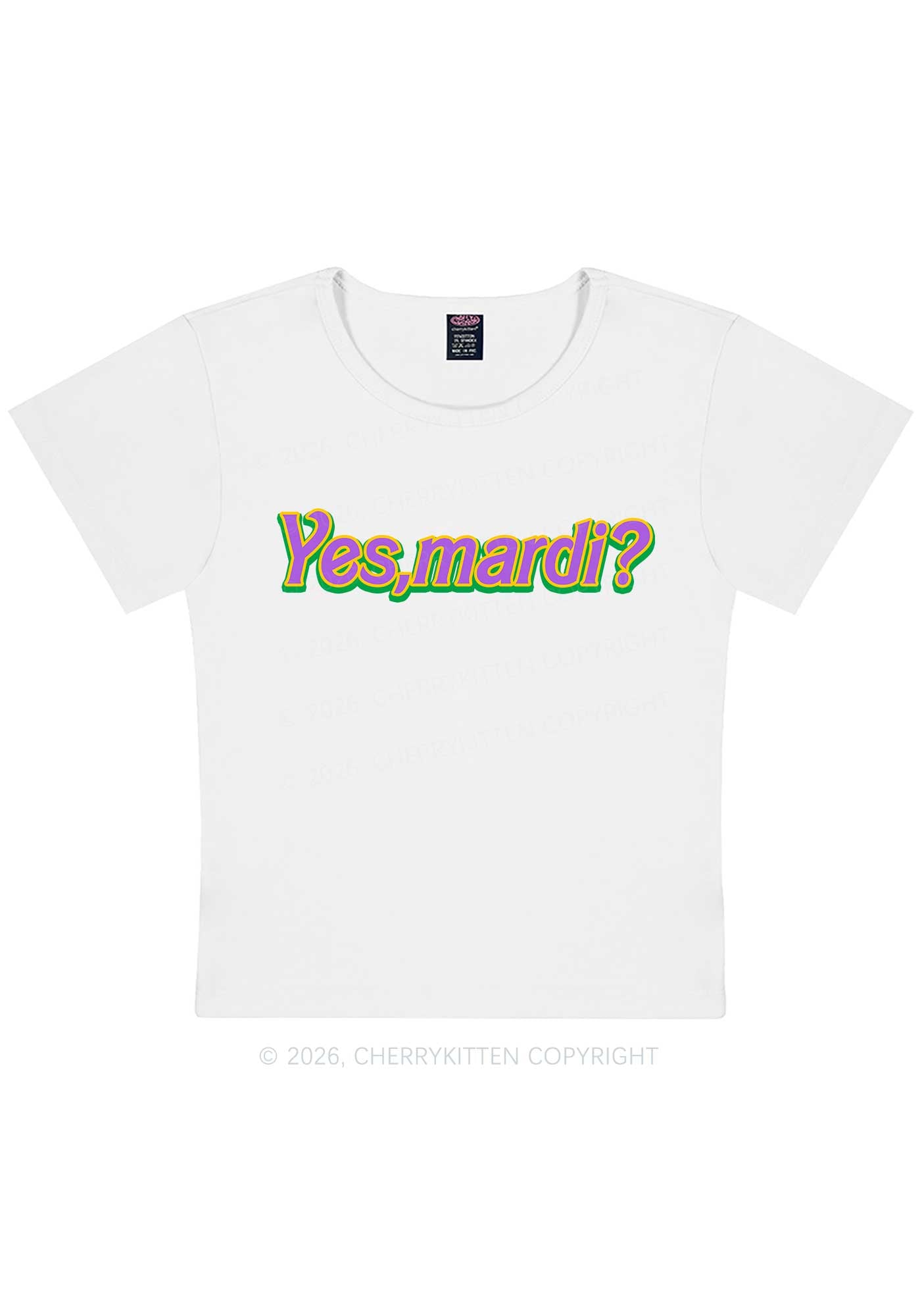 Yes Mardi Y2K Baby Tee Cherrykitten