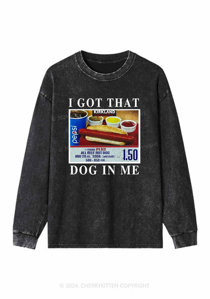 I Got That Hot Dog In Me Y2K Washed Long Sleeves Cherrykitten