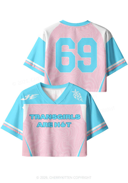 Transgirls Are Hot Pride Y2K Crop Sport Jersey Shirts Cherrykitten