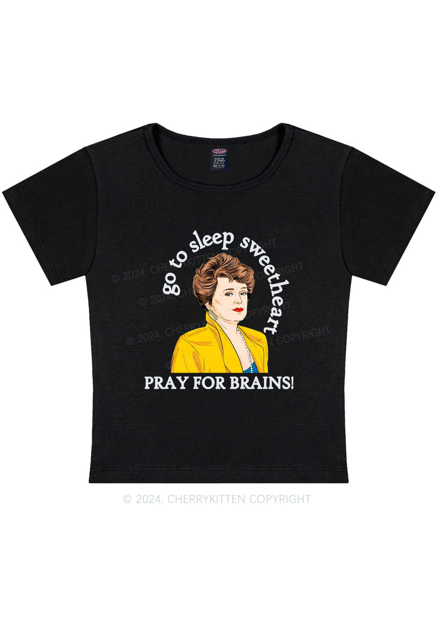 Pray For Brains Y2K Baby Tee Cherrykitten