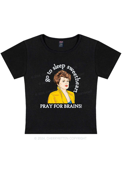 Pray For Brains Y2K Baby Tee Cherrykitten