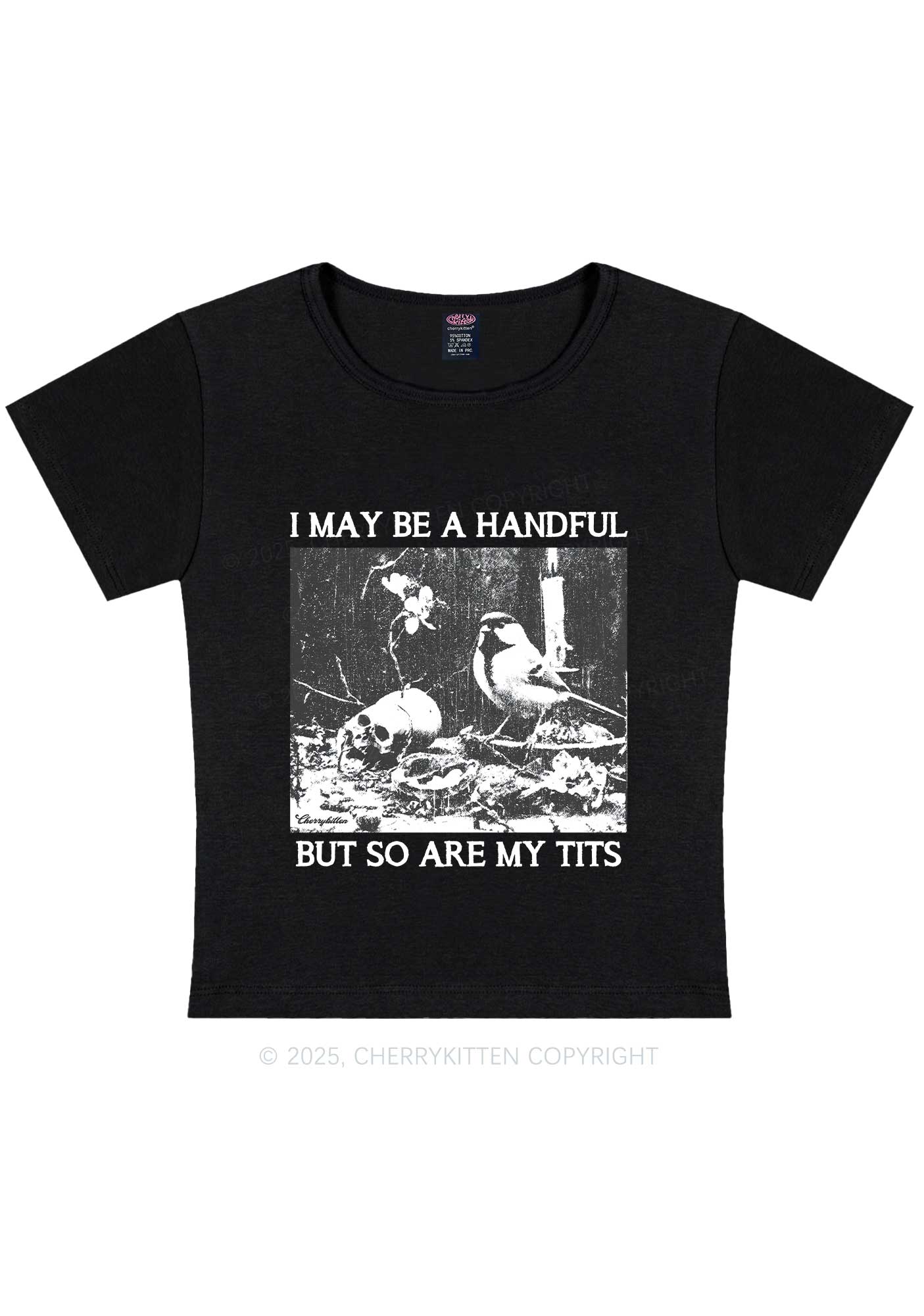Halloween I May Be A Handful Y2K Baby Tee Cherrykitten