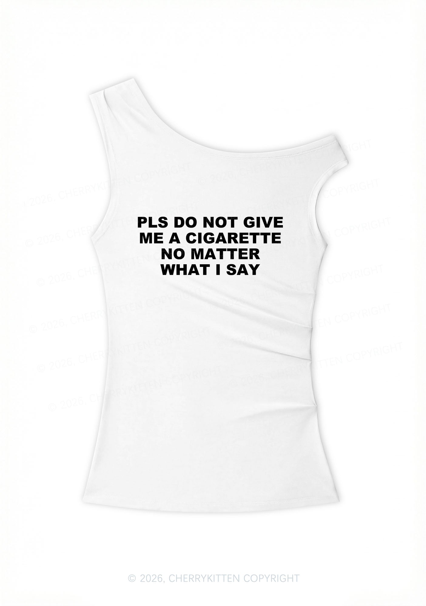 Dont Give Me Cigarette Y2K Off Shoulder Tank Top Cherrykitten