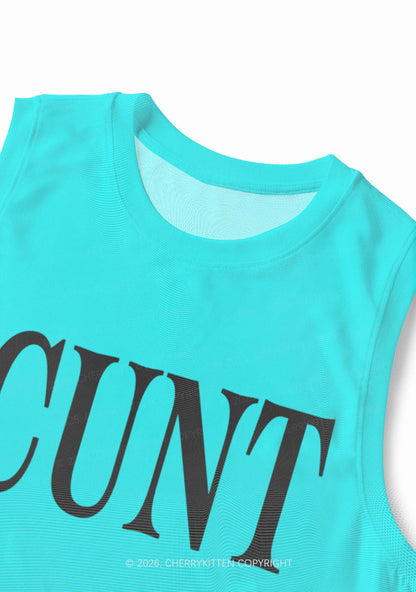 Aqua Blue Cxxt Y2K Mesh Muscle Tank Cherrykitten