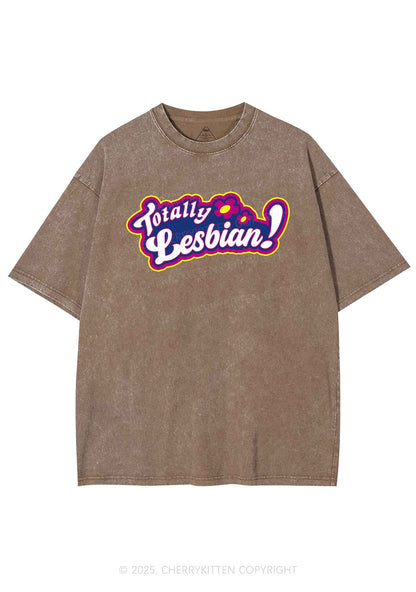 Totally Lesbian Pride Y2K Shirts Washed Tee Cherrykitten